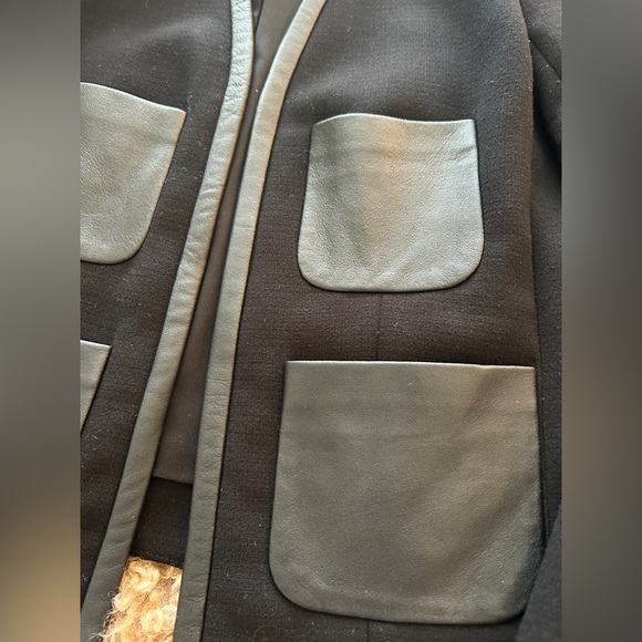 Club Monaco Black Women's Blazer w/ Leather Trim, Size 2 - Picture 12 of 12